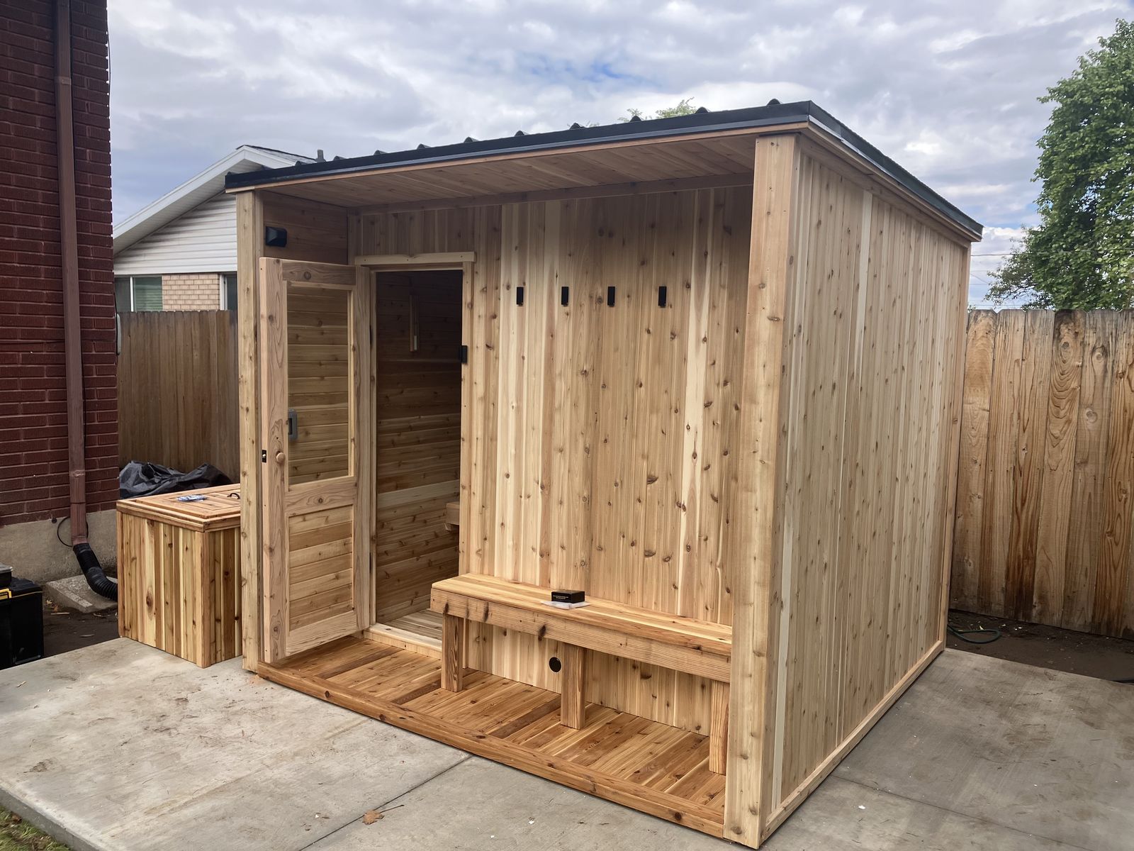 Cedar sauna installation
